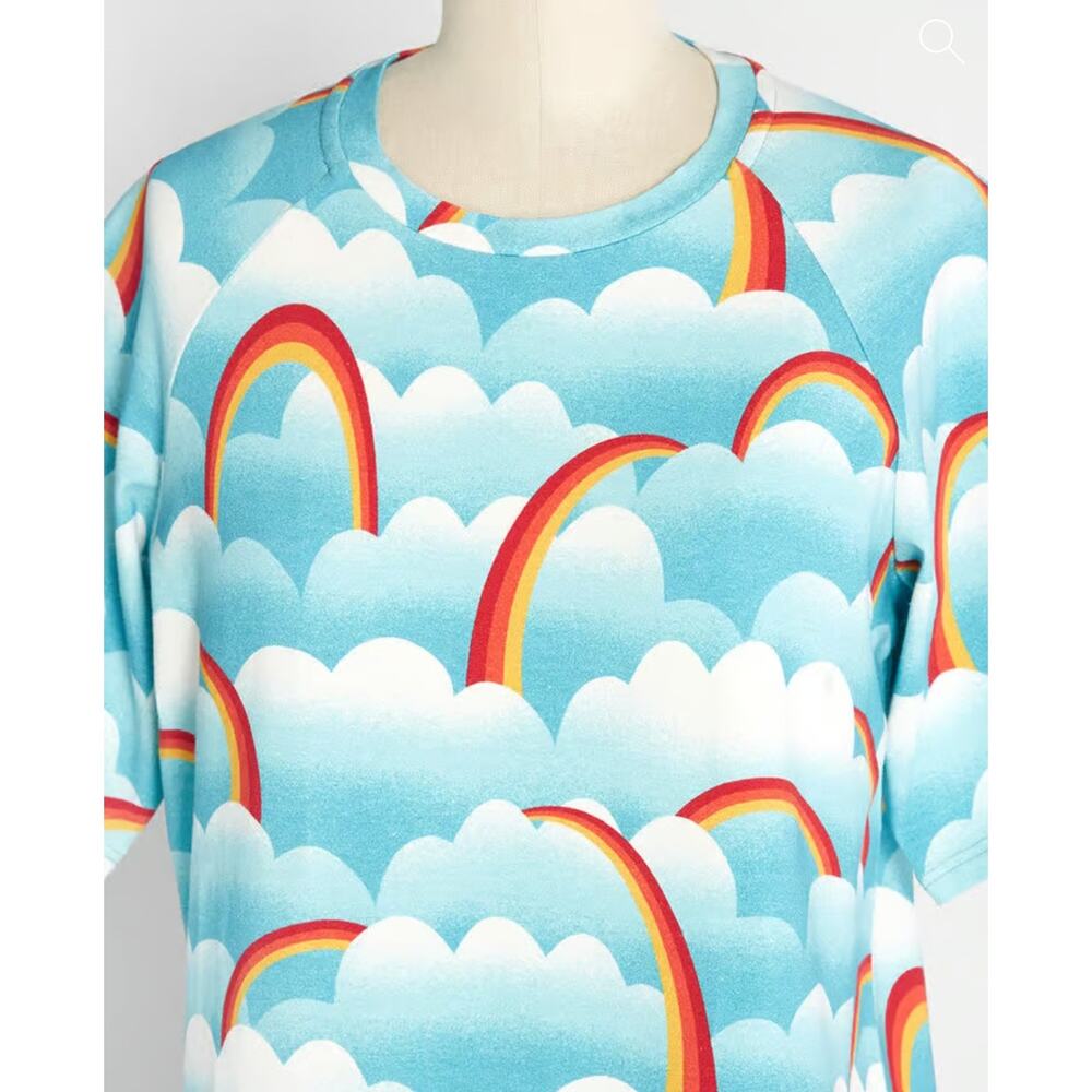 ModCloth On Cloud Mine Retro Rainbow Cloud Cotton T-Shirt Dress - NWT Small - Picture 4 of 10
